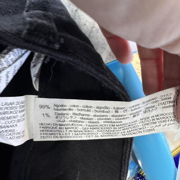 Zara Jeans Womens 6 Black High Rise Straight Leg Utility Patch Pockets Denim - Picture 5 of 9